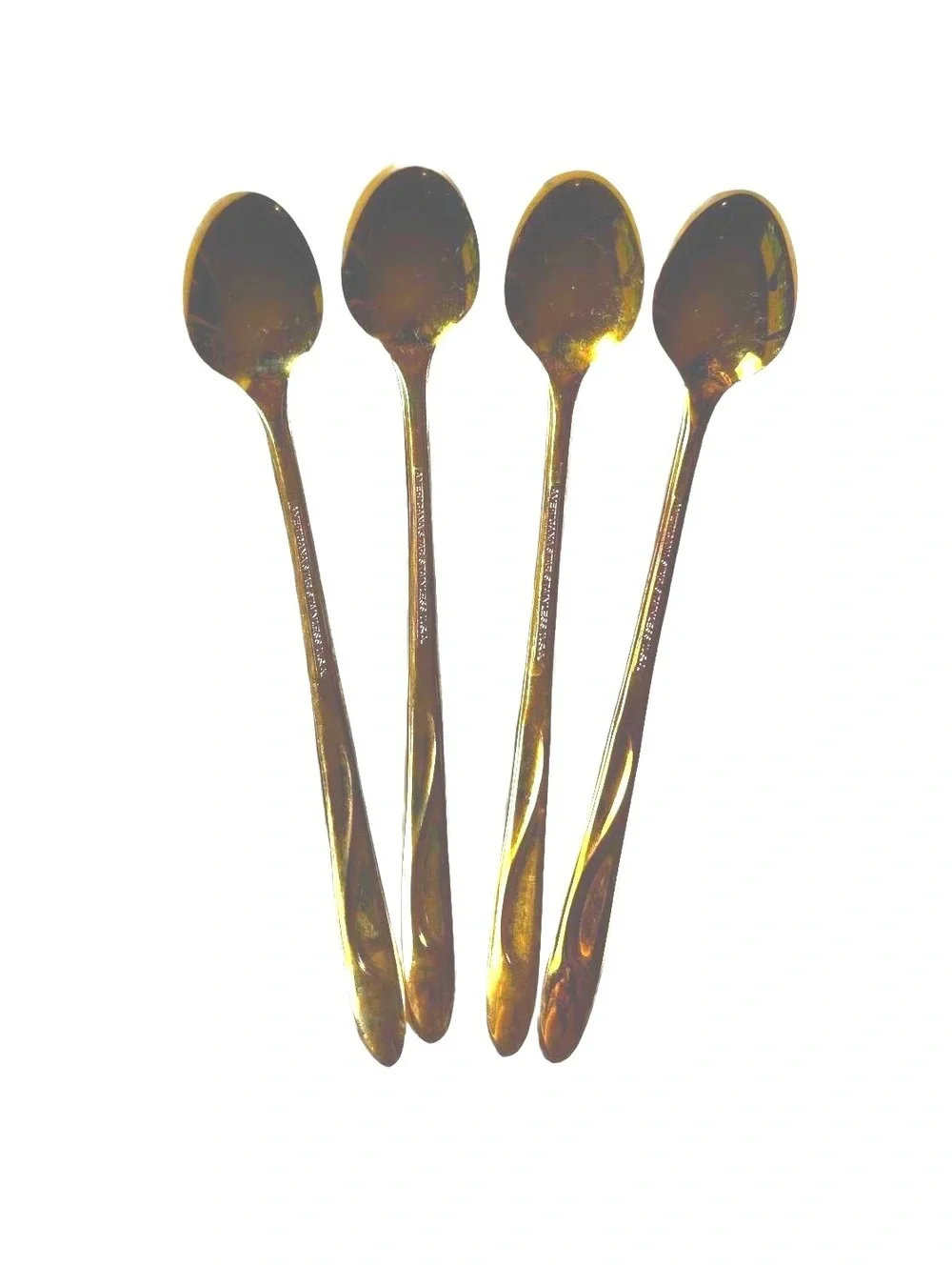 Americana Star Gold-Plated Stainless Steel Iced Tea Spoons Set of 4